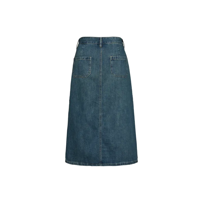 MTHE Denim Long Skirts Women's Dark Blue-1
