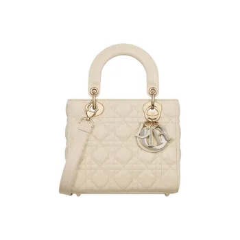 DIOR Lady Dior Lambskin Lady Dior Bag, Shoulder Bag, Crossbody Bag, Handbag Trumpets Women's Beige