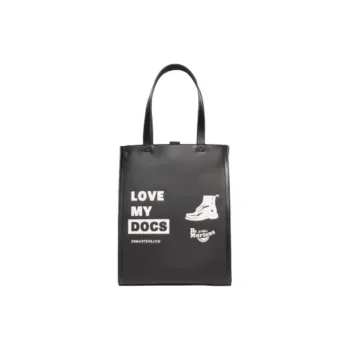 Dr.Martens Cow Leather Tote Bag, Shopping Bag, Shoulder Bag Medium Size Unisex Black