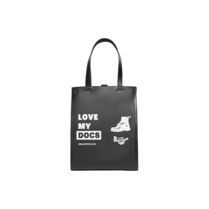 Dr.Martens Cow Leather Tote Bag, Shopping Bag, Shoulder Bag Medium Size Unisex Black-0
