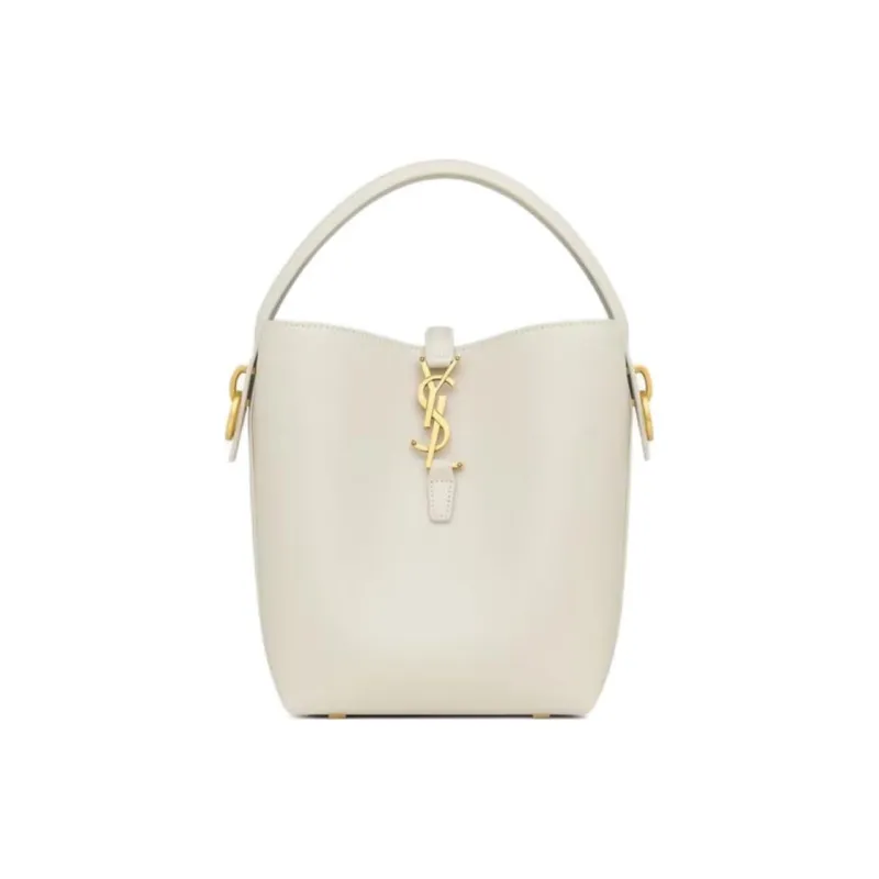 SAINT LAURENT Cow Leather One Shoulder Handbag Trumpets Women's White-0