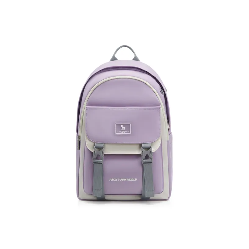 OIWAS Fabric Backpack Unisex Light Purple/Light Gray-0