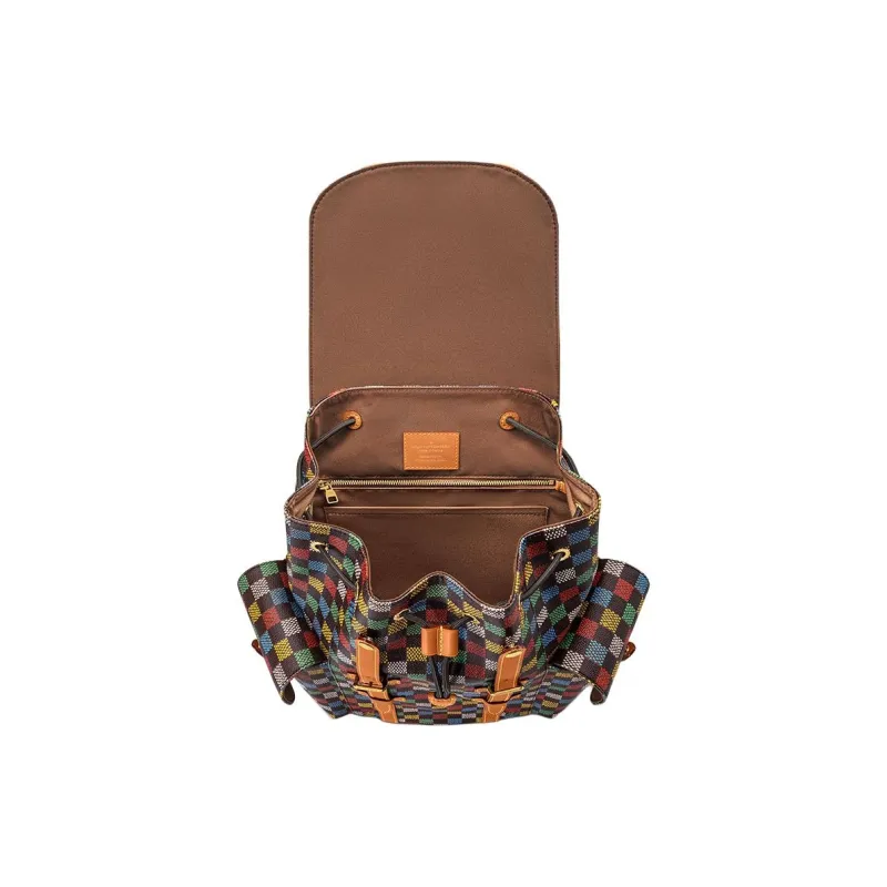 LOUIS VUITTON CHRISTOPHER Coated Canvas Backpack Medium Size Unisex Multicolor-3