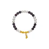Solid Gold Bamboo Brings Peace Pearl Bracelet S12434