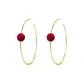 Red Faux Fur Ball Large Hoop Earrings 6CM