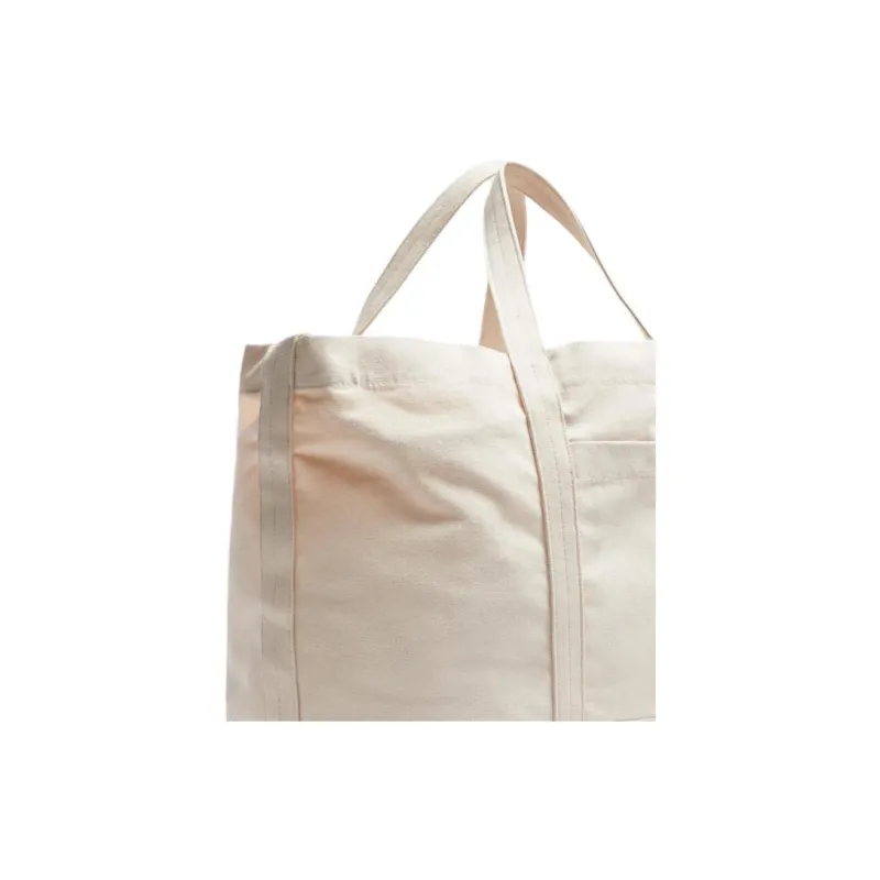 ZARA Cotton Tote Bag Shopping Bag Shoulder Bag Handbag Large Size Men's Light Beige Yellow-2