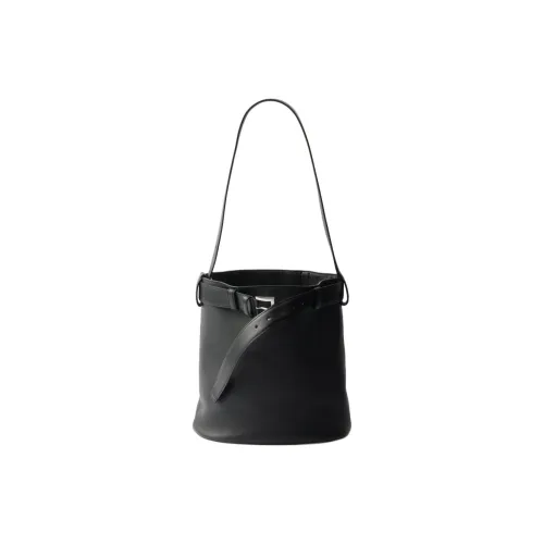 PRADA Calfskin Bucket Bag, Shoulder Bag Women's Black