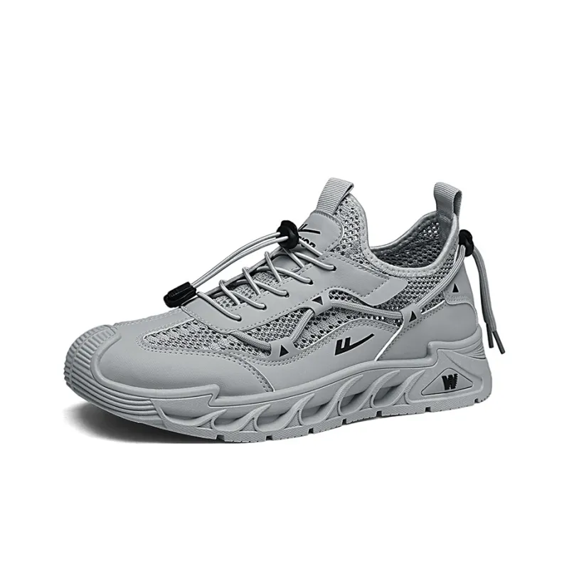 WARRIOR Running Shoes Men Low Top Beige/Gray/Dark Gray-12