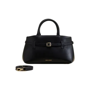 Manu Atelier Leather Shoulder Bag, Crossbody Bag, Handbag Women's Black