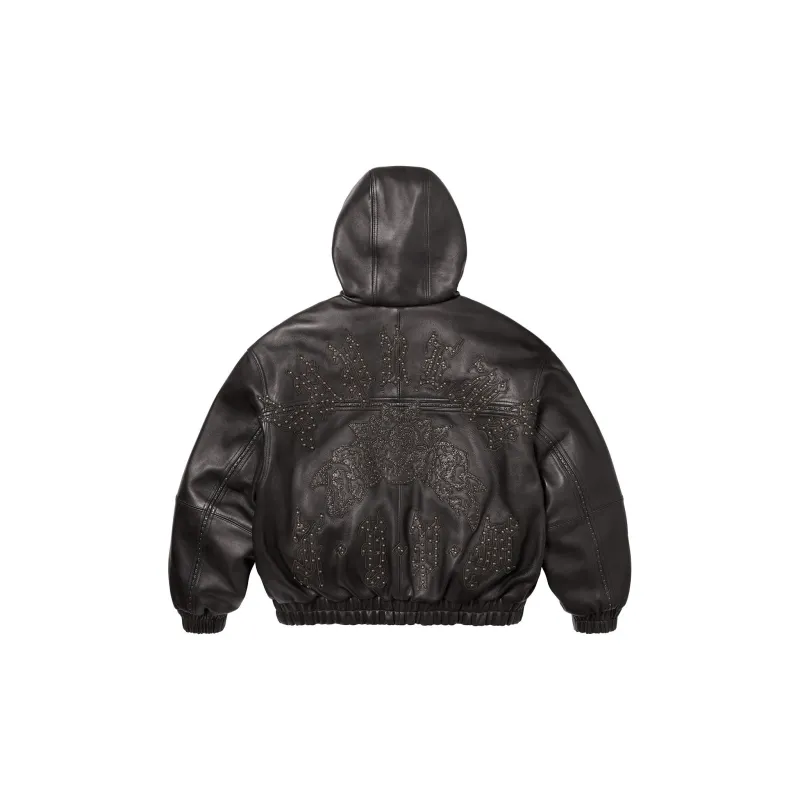 Supreme Studded Hooded Leather Jacket-4