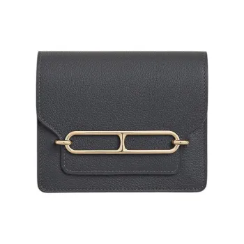 HERMES Roulis Evercolor Calfskin Fanny Pack Coin Purse Wallet Women's Slate Gray & Glacier Blue