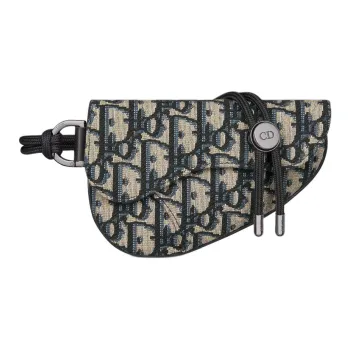 DIOR Saddle Cotton Saddle Bag Earphone Case Unisex Beige & Black