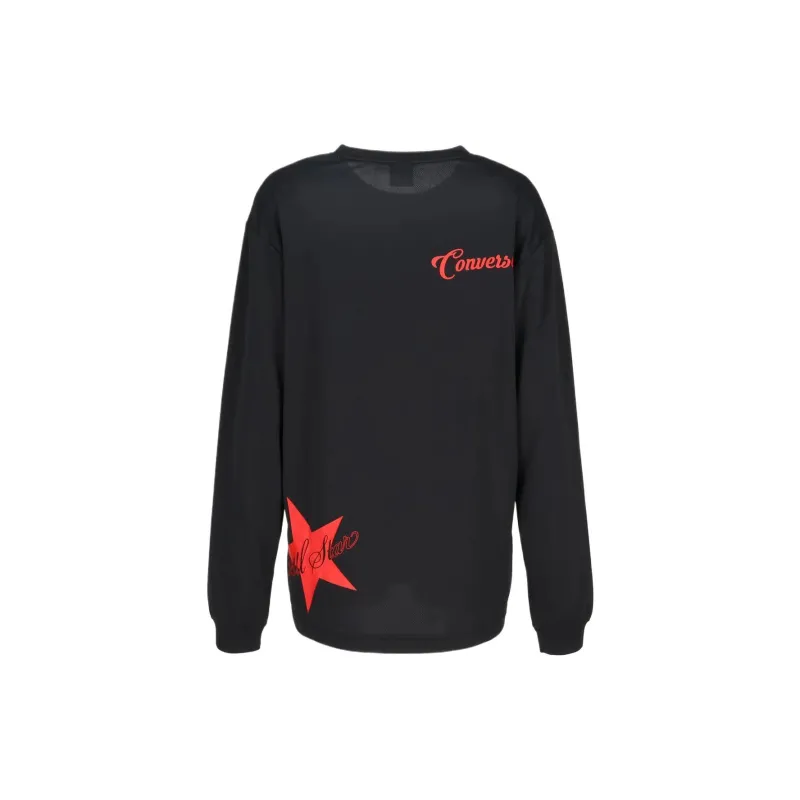 Converse Drop Shoulder Sleeve T Shirt Women's Black-1