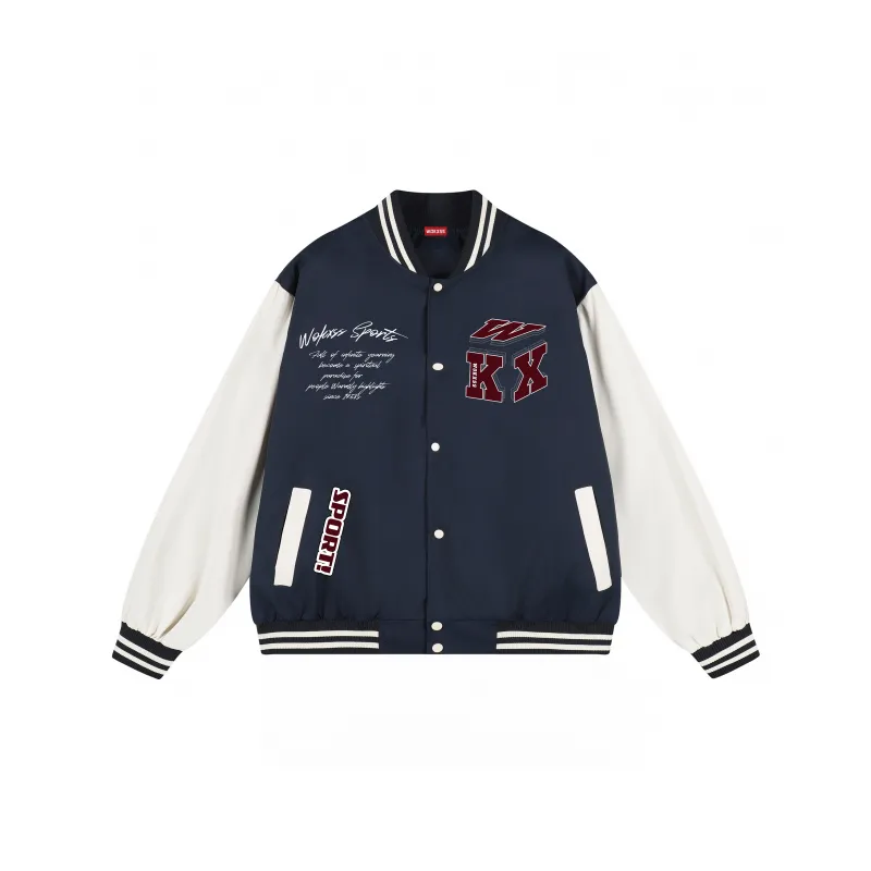 WOKXSS Baseball Jacket Unisex Black-8