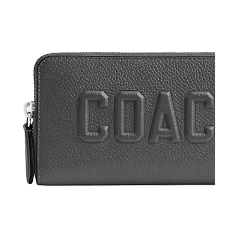 COACH Accordion Wallet Leather Wallet Small Size Men's Charcoal Gray-2