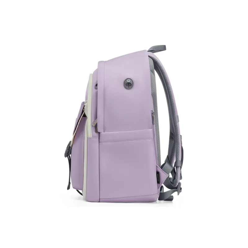 OIWAS Fabric Backpack Unisex Light Purple/Light Gray-3