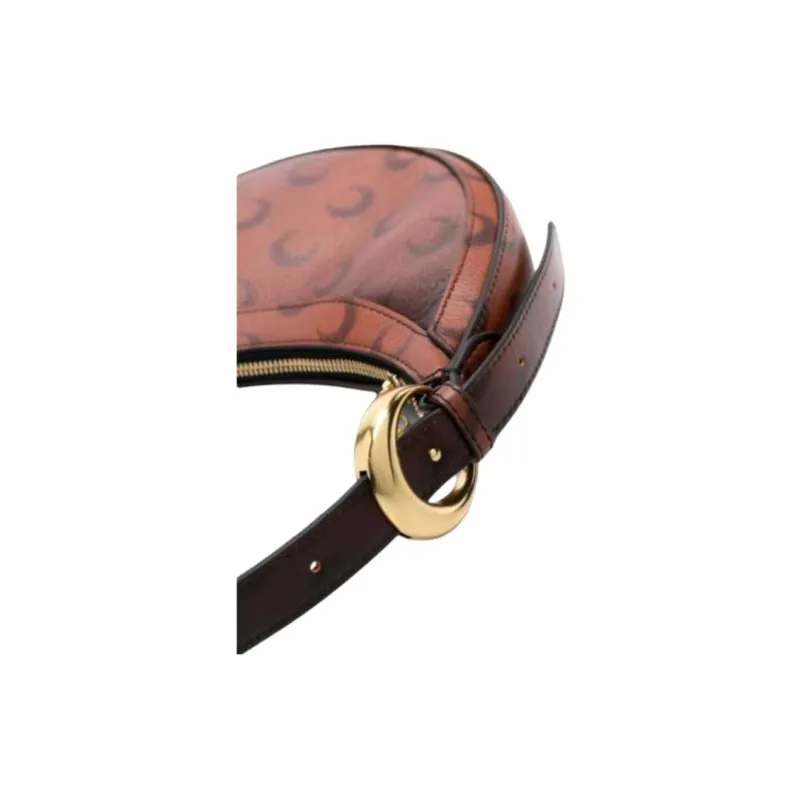 Marine Serre Lambskin Crescent Bag One Shoulder Handbag Mini Women's Brown-4