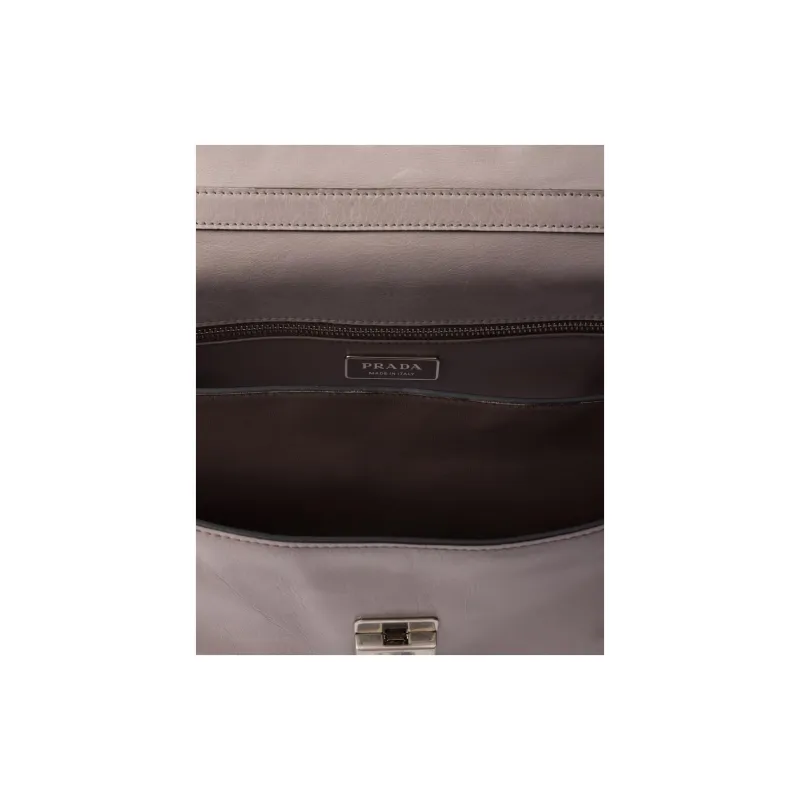 PRADA Cow Leather Portable Crossbody Bag, Shoulder Bag Medium Size Women's Gray-4