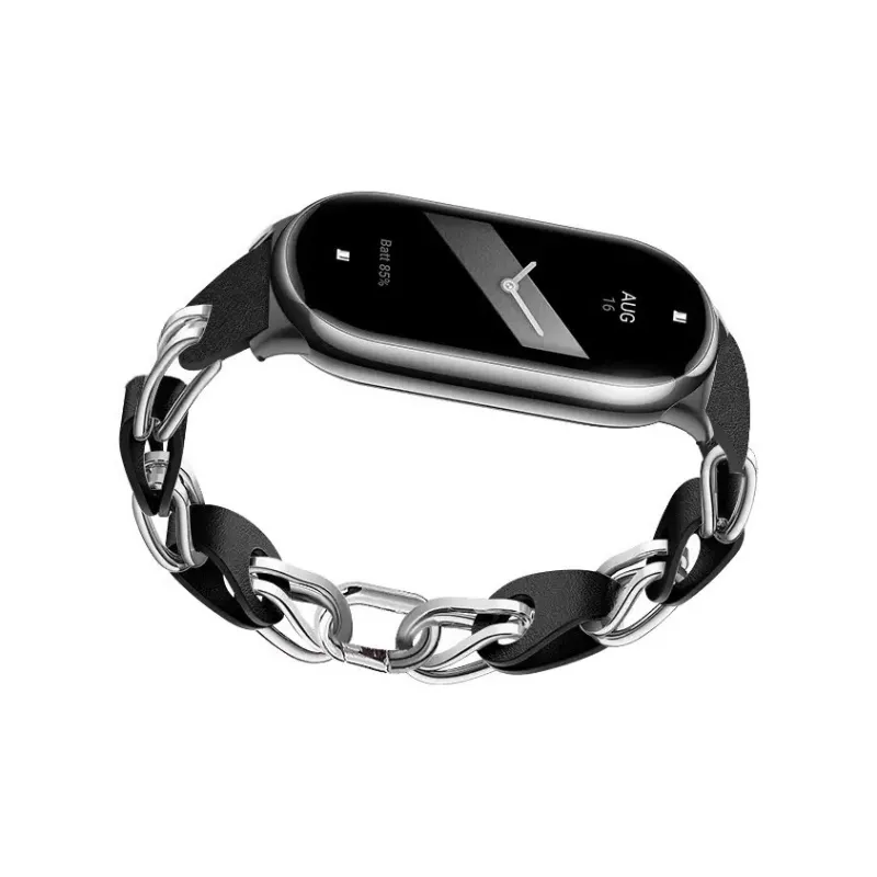 IWabcertoo Watch Band Xiaomi Compatibility 182mm Stainless Steel, Cow Leather Material Unisex-13