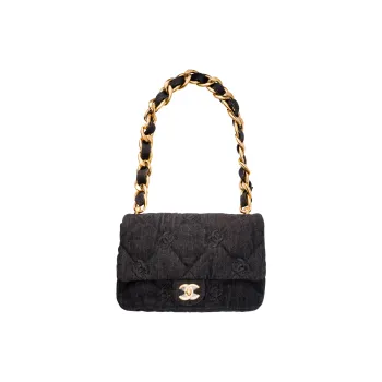 CHANEL Fabric One Shoulder Handbag Crossbody Bag Women's Black