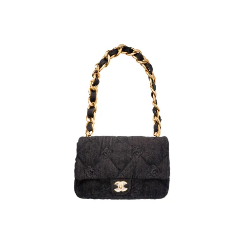 CHANEL Fabric One Shoulder Handbag, Crossbody Bag Women's Black