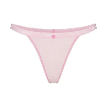 SKIMS SS25 LIGHTWEIGHT COTTON LOGO PICOT THONG Underpants Women's 1 Pack Cherry Blossom/Pink