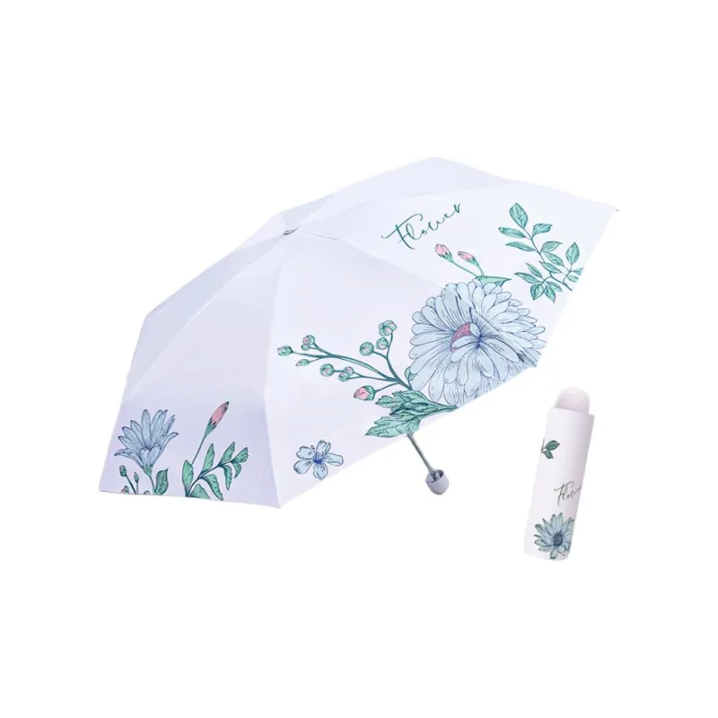 Heavenly Umbrella 25 Styles Large Print Macaron Color Three Fold Vinyl Sunny And Rainy Dual Use Umbrella-9