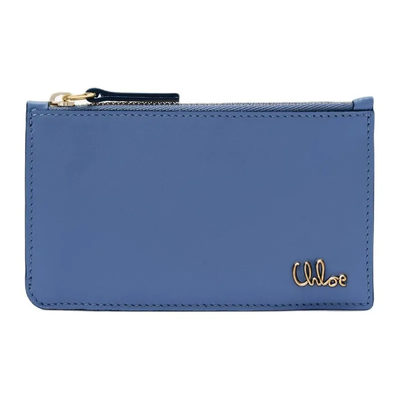 Chloe ICONIC Shiny Calfskin Wallet Small Size Women's Blue-0