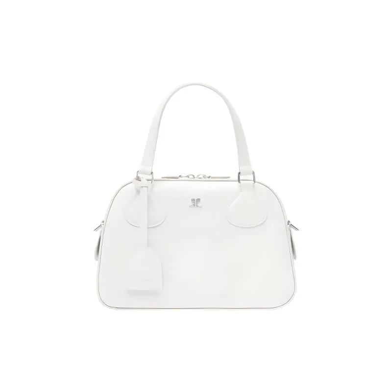 COURREGES Leather Shoulder Bag Crossbody Bag Handbag Women's Traditional White-0