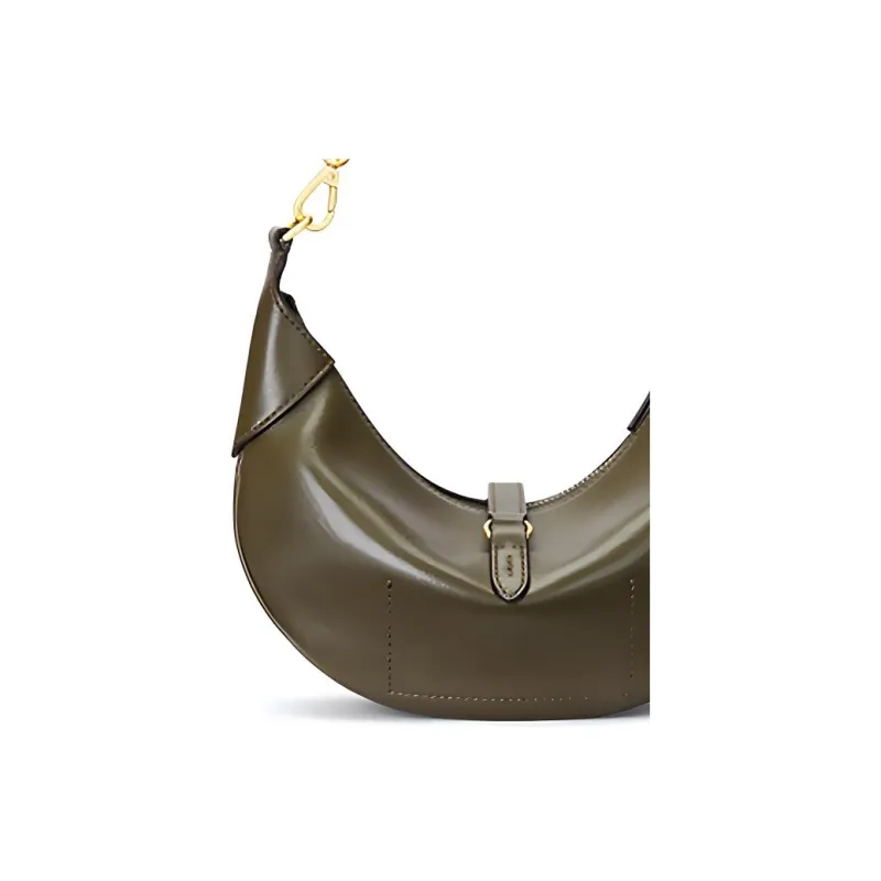 Polo Ralph Lauren Polo ID Cow Leather Crescent Bag, Handbag, Shoulder Bag Mini Women's Moss-3