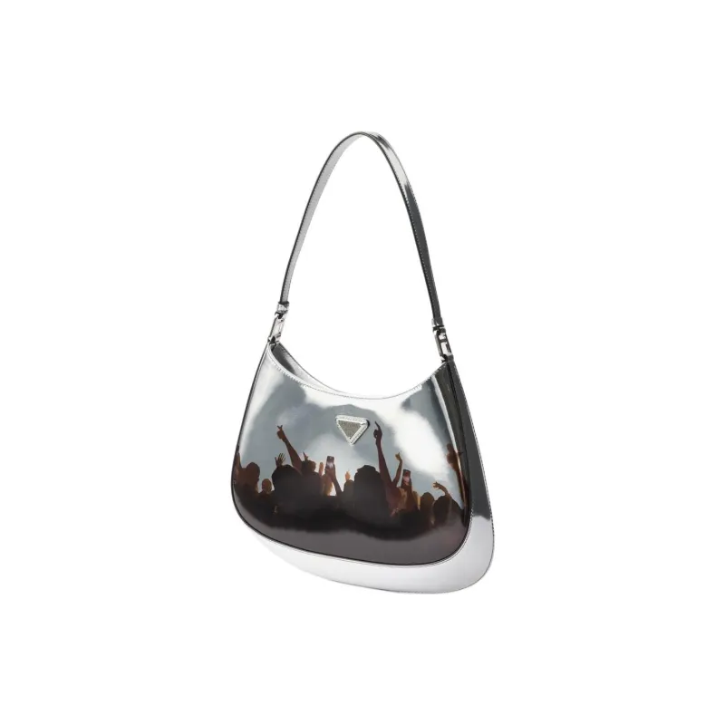 PRADA Cleo Cow Leather Shoulder Bag Regular Women's Silver-1