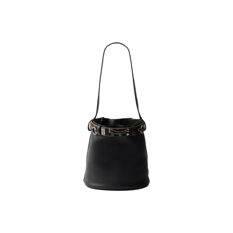 PRADA Cow Leather Bucket Bag, Shoulder Bag Women's Black-2