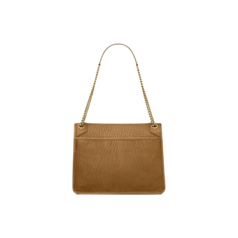 SAINT LAURENT Grain Sheepskin Shoulder Bag Large Size Women's Brown-2
