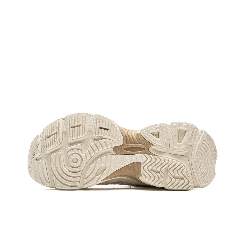 LiNing Star Slip Resistant, Abrasion Resistant, Breathable Low Top Chunky Sneakers Women's Ecru-6
