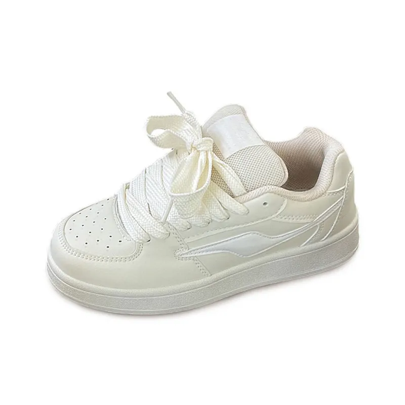 Medd Anti-Slip And Wear-Resistant Height Increasing Low-Top Skateboard Shoes Women's White-0