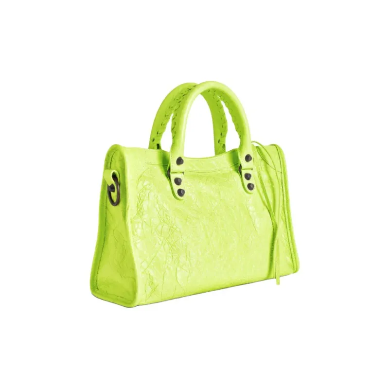 Balenciaga Le City Lambskin One Shoulder Handbags Small Size Women's Creamy Green-2