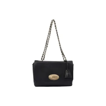 Mulberry Lily Leather Crossbody Bag Shoulder Bag Large Size Women's Black