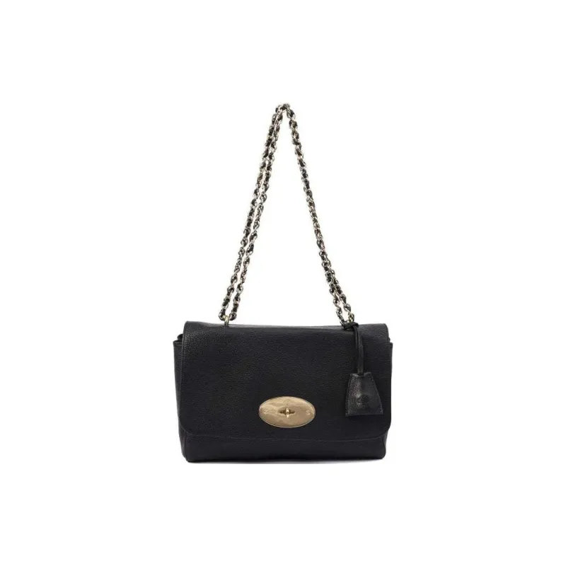 Mulberry Lily Leather Crossbody Bag Shoulder Bag Large Size Women's Black-0