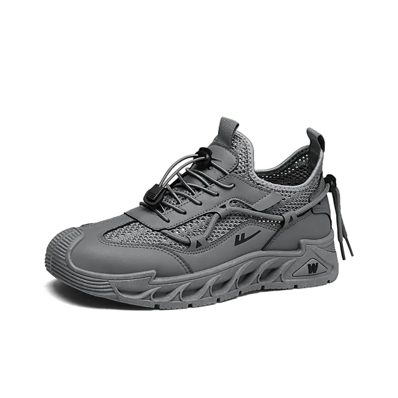 WARRIOR Running Shoes Men Low Top Beige/Gray/Dark Gray-19