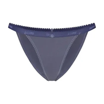 SKIMS SS25 LIGHTWEIGHT COTTON LOGO PICOT STRING BIKINI Underpants Women's 1 Pack STEEL BLUE/Steel Blue