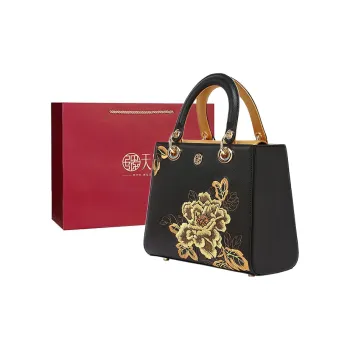 Pmsi Cow Leather Handbag Medium Size Women's Black