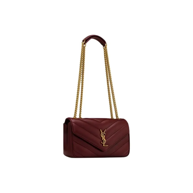 SAINT LAURENT LOULOU Sheepskin Shoulder Bag Trumpets Women's Burgundy-1