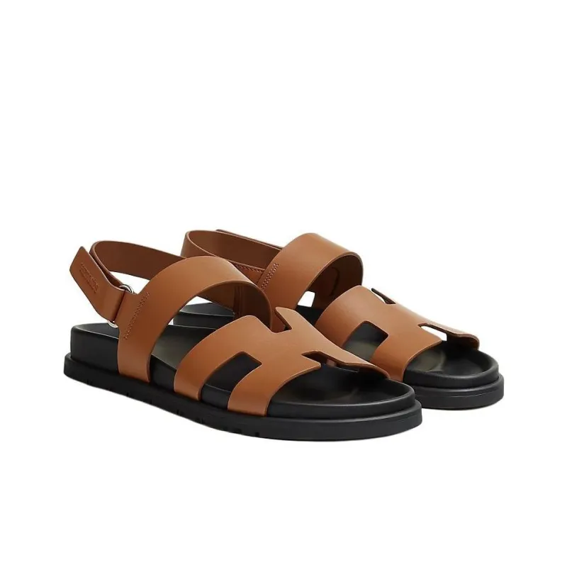 HERMES Genius One Strap Sandals Women's Brown-2