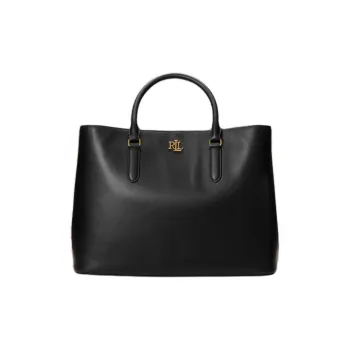 Ralph Lauren Marcy Grain Cow Leather Shoulder Bag Crossbody Bag Handbag Large Size Women's Black