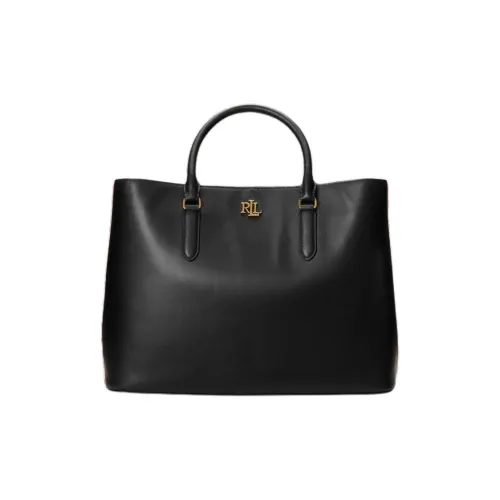 Ralph Lauren Marcy Grain Cow Leather Shoulder Bag Crossbody Bag Handbag Large Size Women's Black
