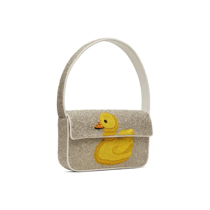 Staud TOMMY Fabric Shoulder Bag Women's Gray Yellow-1
