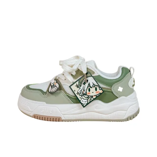 A&M Cushioning Wear-Resistant Low-Top Skateboard Shoes Women's Beige Green