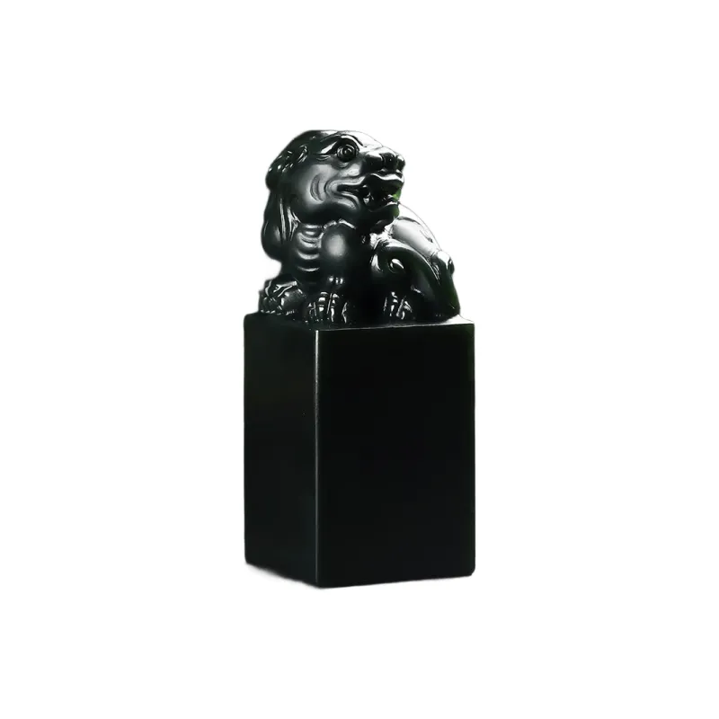 Jing Ruyu Hetian Jade Seal Green Jade Men's-0
