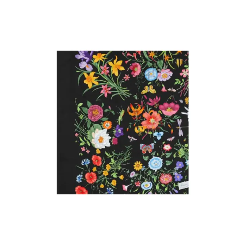 GUCCI Mulberry Silk Scarves Women's Black-1