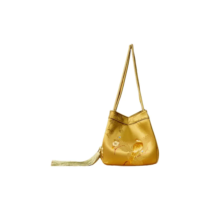 Pmsi Mulberry Silk Bucket Bag, Shoulder Bag Trumpets Women's Multicolor-8